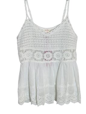 Pinky Cotton White Crochet Top Size Medium NWT